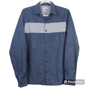 WROGN  Men Smart Fit Color Block Mandarin Collar Casual Shirt Size Small